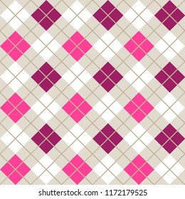 Pink and Purple Argyle Diagonal Decorative Harlequin Pattern