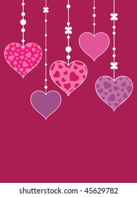 pink and purple background with decorative hearts