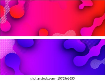 Pink and purple banners with abstract colorful pattern. Vector illustration.