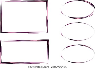 pink purple black colorful scribbled abstract design frames set