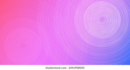 Fondo de patrón geométrico 3D minimalista rosa, púrpura y azul con círculos concéntricos, plantilla de usos múltiples, composición de formas redondas, cartel, diseño de cabecera o página de aterrizaje - Ilustración vectorial