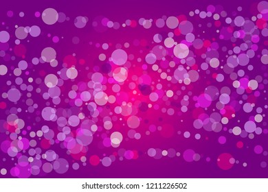 Pink, purple bokeh background. Scalable vector illustration. Pattern with circles of different scale and transparency with overlap. Colorful pattern for banners, web pages, ads, Wallpapers