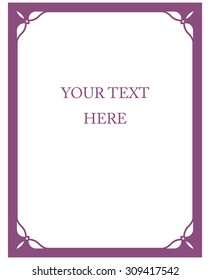 Pink purple border frame deco vector art simple line corner