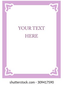 Pink purple border frame deco vector art simple line corner