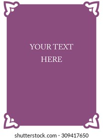 Pink purple border frame deco vector art simple line corner