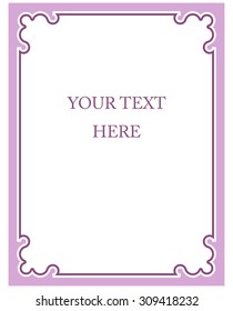 Pink purple border frame deco vector art simple line corner