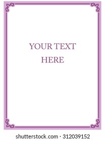 Pink purple border frame deco vector art simple line corner