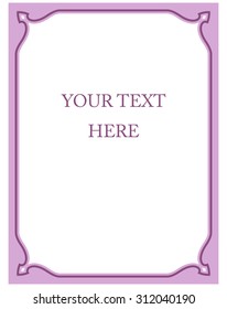Pink purple border frame deco vector art simple line corner