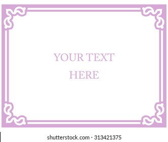 Pink purple border frame deco vector art simple line corner