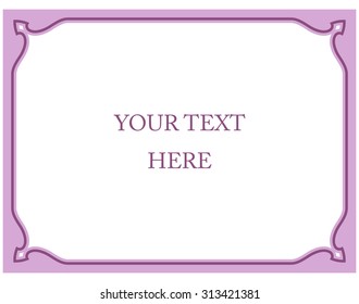 Pink purple border frame deco vector art simple line corner