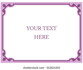 Pink purple border frame deco vector art simple line corner