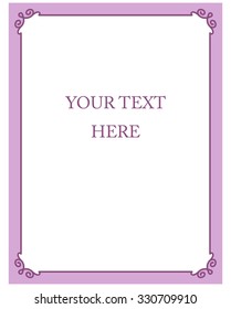 Pink purple border frame deco vector art simple line corner