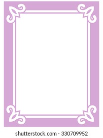 Pink purple border frame deco vector art simple line corner