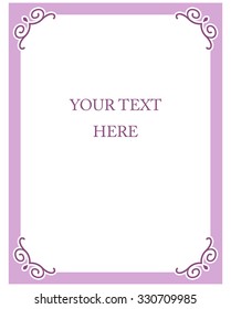 Pink purple border frame deco vector art simple line corner