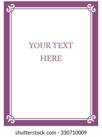 Pink purple border frame deco vector art simple line corner
