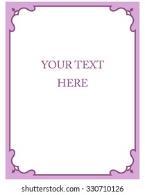 Pink purple border frame deco vector art simple line corner