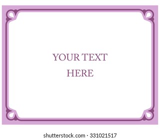 Pink purple border frame deco vector art simple line corner