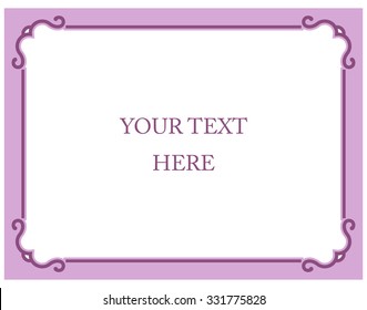 Pink purple border frame deco vector art simple line corner