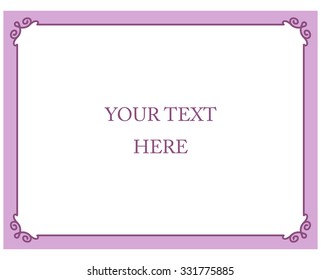 Pink purple border frame deco vector art simple line corner