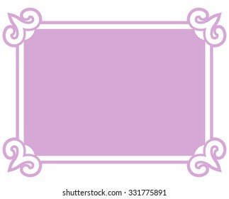 Pink purple border frame deco vector art simple line corner