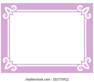 Pink purple border frame deco vector art simple line corner
