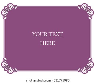 Pink purple border frame deco vector art simple line corner