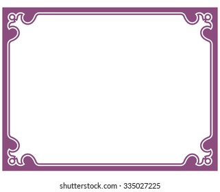 Pink purple border frame deco vector art simple line corner