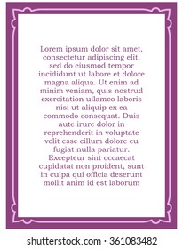 Pink purple border frame deco vector art simple line corner