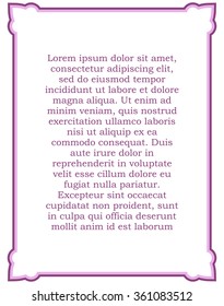 Pink purple border frame deco vector art simple line corner