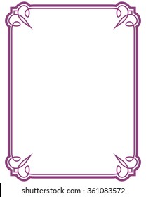 Pink purple border frame deco vector art simple line corner