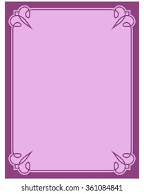 Pink purple border frame deco vector art simple line corner