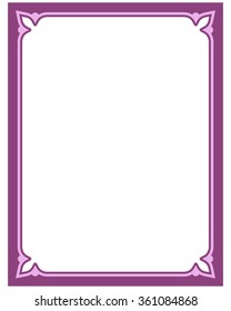 Pink purple border frame deco vector art simple line corner