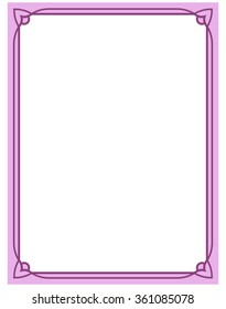 Pink purple border frame deco vector art simple line corner
