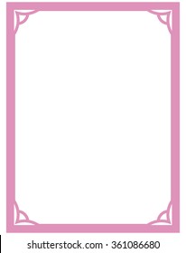 Pink purple border frame deco vector art simple line corner