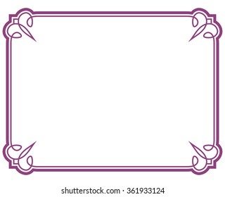 Pink purple border frame deco vector art simple line corner