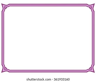 Pink purple border frame deco vector art simple line corner