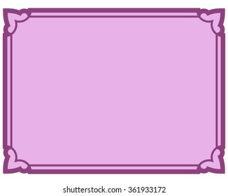 Pink purple border frame deco vector art simple line corner