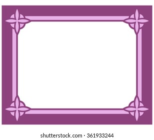 Pink purple border frame deco vector art simple line corner