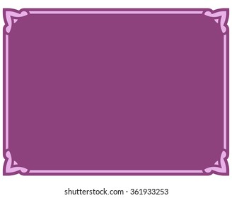 Pink purple border frame deco vector art simple line corner