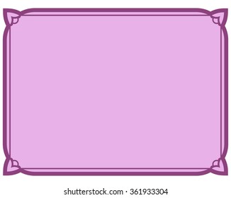 Pink purple border frame deco vector art simple line corner