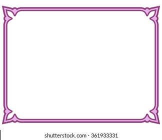 Pink purple border frame deco vector art simple line corner