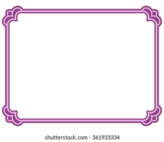 Pink purple border frame deco vector art simple line corner