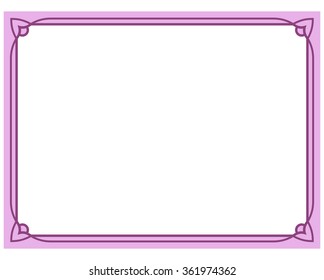Pink purple border frame deco vector art simple line corner
