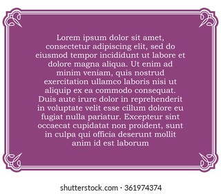 Pink purple border frame deco vector art simple line corner