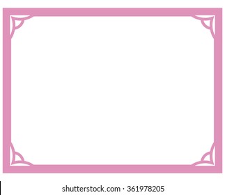 Pink purple border frame deco vector art simple line corner