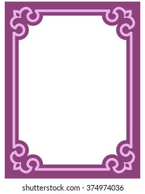 Pink purple border frame deco vector art simple line corner