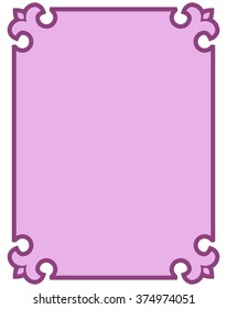 Pink purple border frame deco vector art simple line corner
