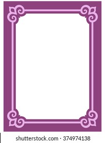 Pink purple border frame deco vector art simple line corner