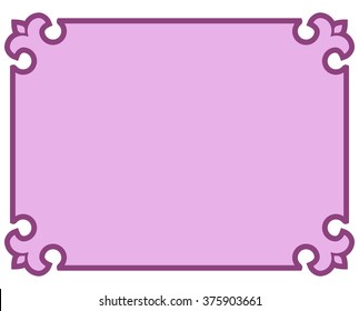 Pink purple border frame deco vector art simple line corner