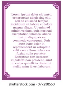Pink purple border frame deco vector art simple line corner